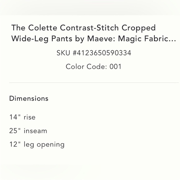 Anthropologie The Colette Contrast-Stitch Cropped Wide-Leg Pants Size 34 NWT - Picture 7 of 16